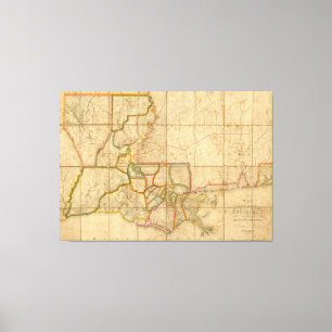 Toile Vintage Map of Louisiane (1816)