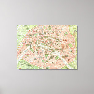 Toile Vintage map of Paris