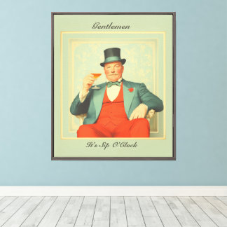 Toile Vintage Martini Dandy - Messieurs C'est Sip O'Cloc