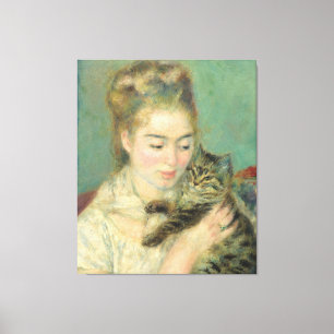 Toile Vintage Pierre Auguste Renoir Femme avec chat