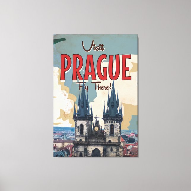 Toile Vintage Prague, République Tchèque Affiche de voya (Recto)