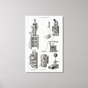 Toile Vintage Telephone Illustration Phone Retro Phones