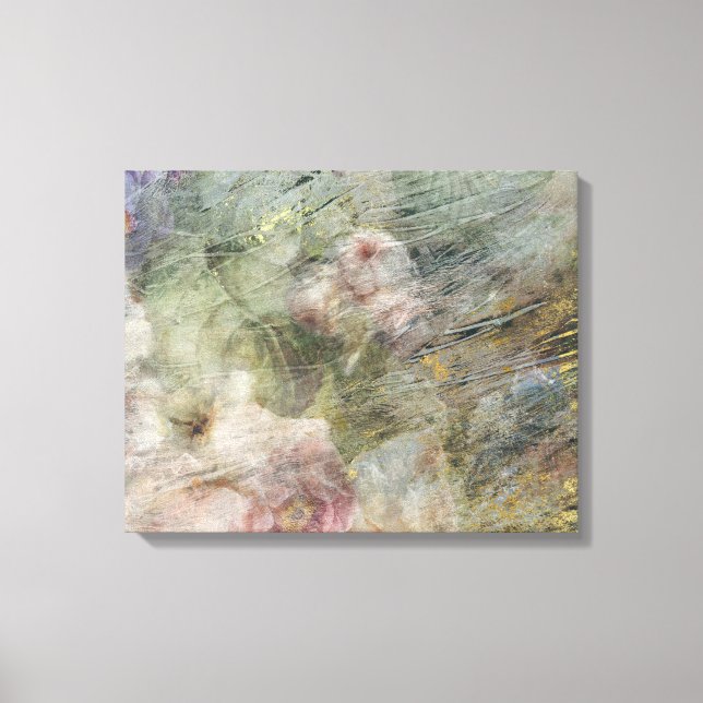 Toile Vintage Victorian Oil Canvas Pink Purple Floral (Recto)