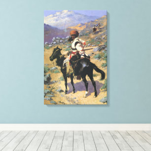 Toile Vintage Wild West, Un trappeur indien par Remingto
