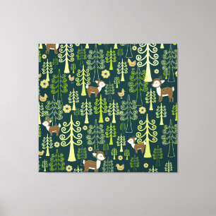 Toile Vintages épinettes, cerfs motifs.