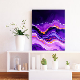 Toile Violet Abstrait Waves Wall Art - Art Moderne