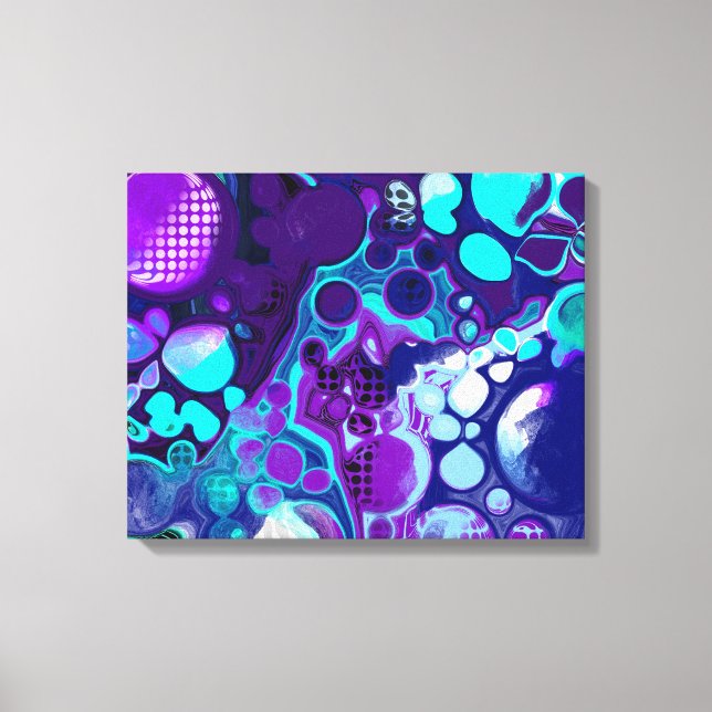 Toile Violet, bleu et Turquoise Art moderne Abstrait (Recto)