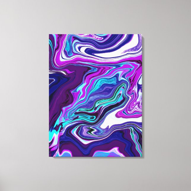 Toile Violet, bleu et Turquoise Art moderne Abstrait (Recto)