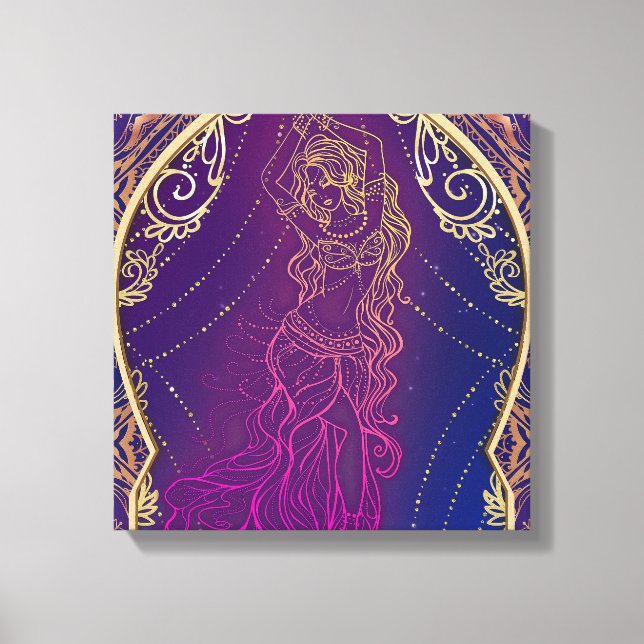 Toile Violet & Or Marocain du ventre Arabe Danser Glam (Recto)