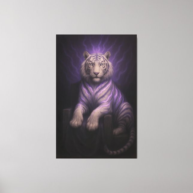 Toile Violet Thunder Throne White Tiger – Sovereign Aura (Recto)
