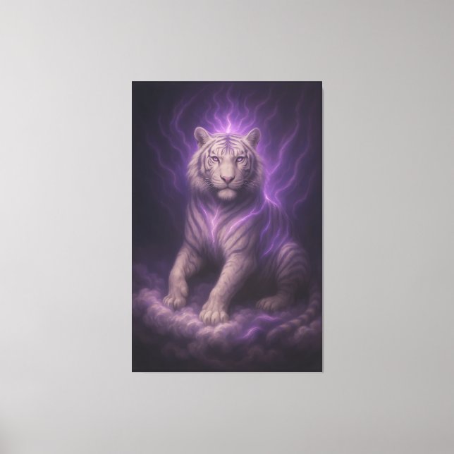 Toile Violet Thundercloud White Tiger – Mystic Aura Guar (Recto)