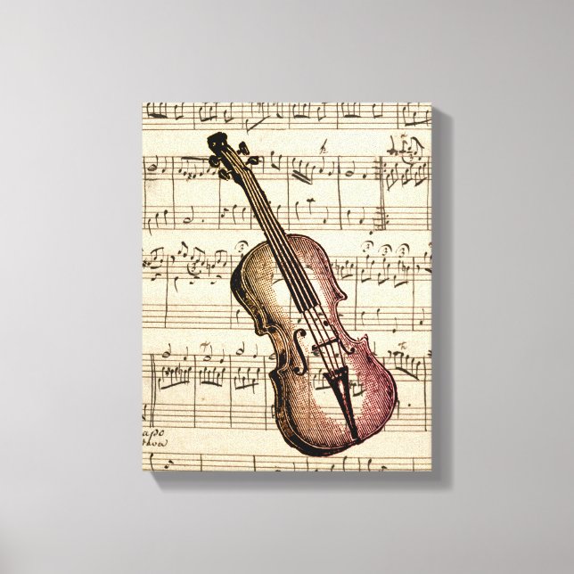 Toile Violon vintage et Partition (Recto)