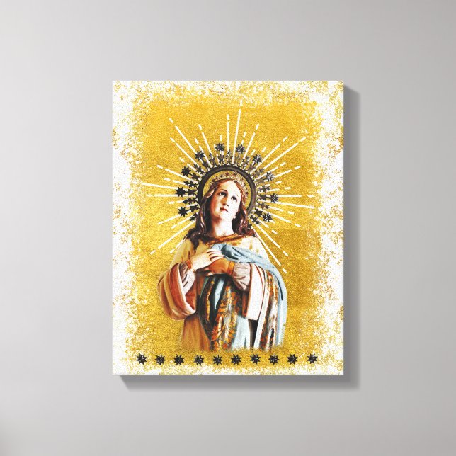 Toile Virgin Mary Gold & White Starry Halo (Recto)