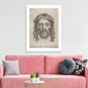 Toile Visage du Christ de Claude Mellan, gravure de 1649