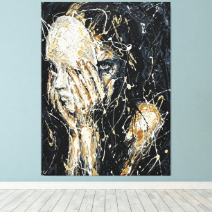 Toile Visage Fantomatique Éthéré Art Abstrait au Goutte-