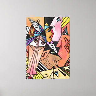 Toile Visages Abstraits - Humeurs - Cubisme Peinture Por