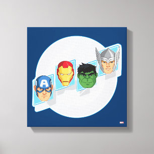 Toile Visages de personnages d'Avengers sur le logo
