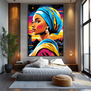 Toile Vision Pop Art de La Jeune Fille au Perle