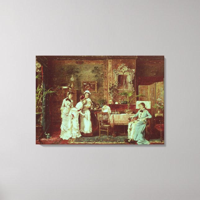 Toile Visite à une nouvelle mère, 1879 (huile sur toile) (Recto)