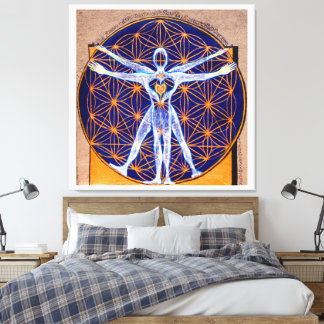 Toile Vitruvian Man, Flower of Life, Squaring Circle