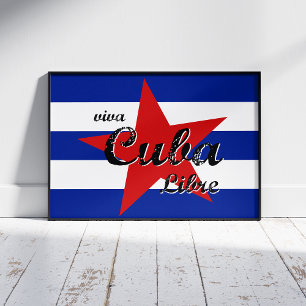 Toile Viva Cuba Libre, La Havane, Fidel Castro, Che Guev