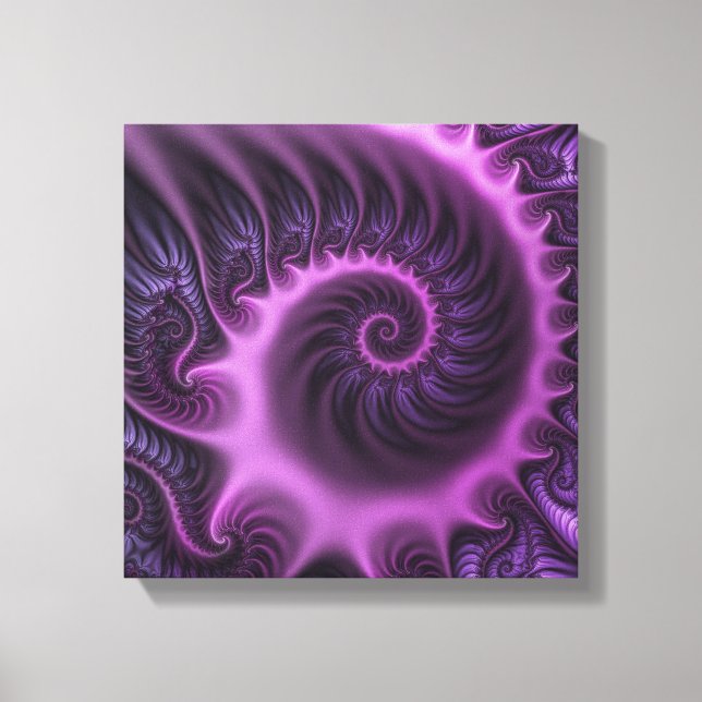Toile Vivid Cool Abstrait rose violet Fractal Art Spiral (Recto)