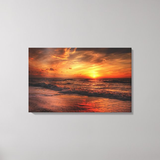 Toile Vivid Orange Beach Sunset Canvas (Recto)