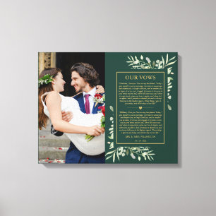 Toile Voeux de mariage Émeraude et verdure dorée Photo 