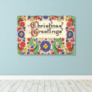 Toile Voeux de Noël Vintage avec bordure décorative
