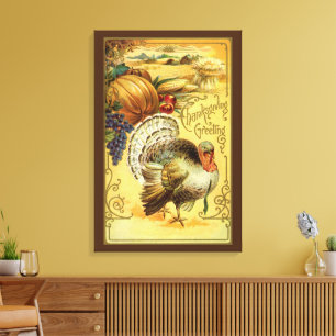 Toile Vœux de Thanksgiving vintage avec dinde