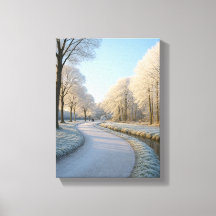 Voie hivernale neige avec arbres gelés