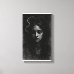 Toile Voile de Silence - Portrait de Charbon foncé