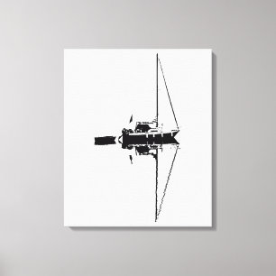 Toile Voile Yacht avec sa réflexion sur une mer calme