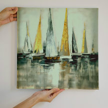 Voiles bleues Flaxon Jaune et Greige sur eau plate