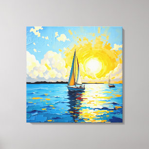 Toile Voilier au coucher du soleil