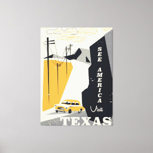 Toile Voir america - Texas 1950s affiche de voyage vinta
