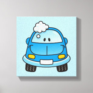 Toile Voiture bleue avec des bulles