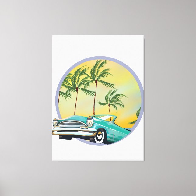 Toile Voiture classique à la tombée de la nuit (Recto)