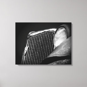 Toile Voiture classique noire et blanche antique