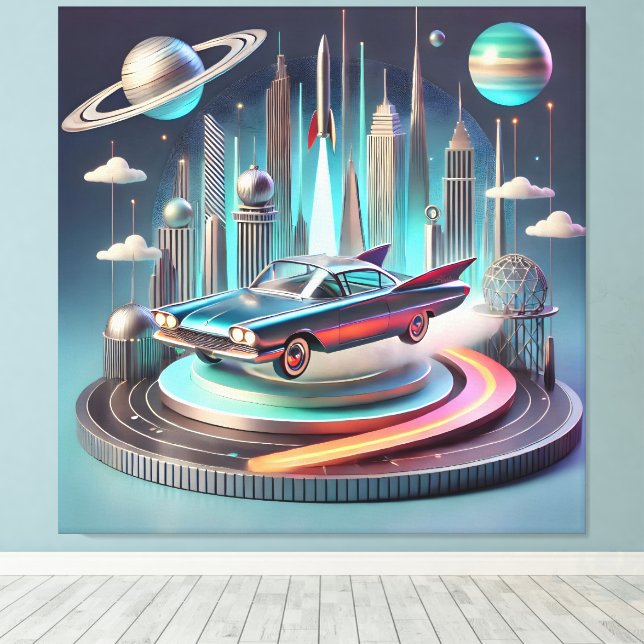 Toile Voiture Coupé Atomic Futuriste à Grandes Ailes (Insitu (Plancher de Bois))