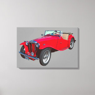 Toile Voiture de sport antique convertible rouge de MG