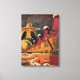 Toile Voiture volant vintage de science fiction futurist