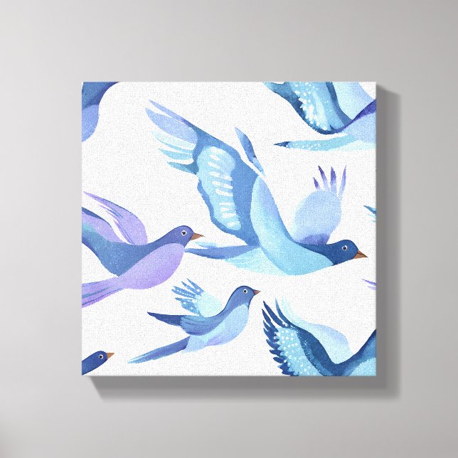 Toile Vol Blue Bird | Peinture aquarelle moderne (Recto)