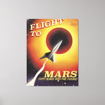 Vol vers Mars ! affiche de science-fiction vintage