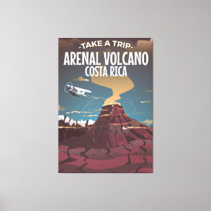 Toile Volcan Arenal Costa Rica affiche de style cartoon 