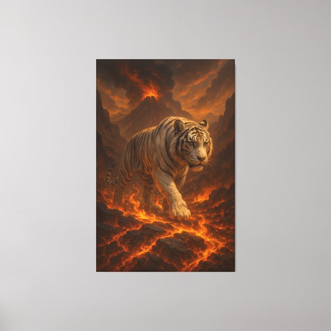 Toile Volcanic White Tiger | Inferno King of the Fire Re (Recto)