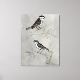 Toile Volière argentée   une paire d'oiseaux