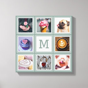 Toile VOS 8 PHOTOS, MONOGRAM & couleur personnalisée