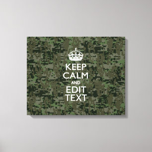 Toile Votre propre texte Camo numérique Woodland Gardez