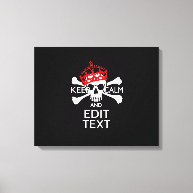 Toile Votre texte Gardez le calme Crossbones de couronne (Recto)